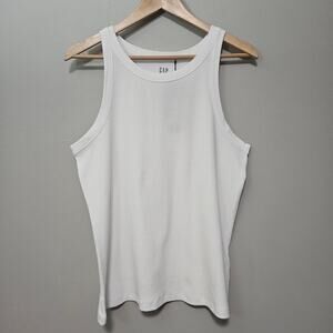 GAP Tank Top Womens XL White Ribbed Stretch Cotton Sleeveless Basic Capsule NEW